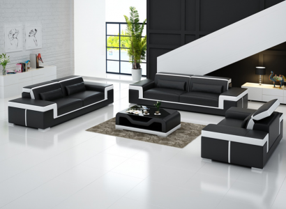 Luxurious sofa set living room 3+2 set leather upholstery couches